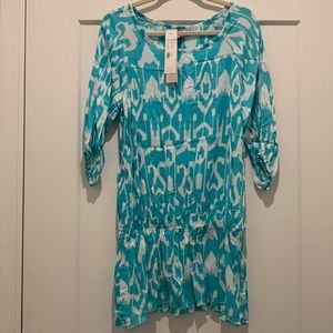NWT Nomadic Traders Beachcomber Blouse/Tunic Caribean (aqua & white) Size M